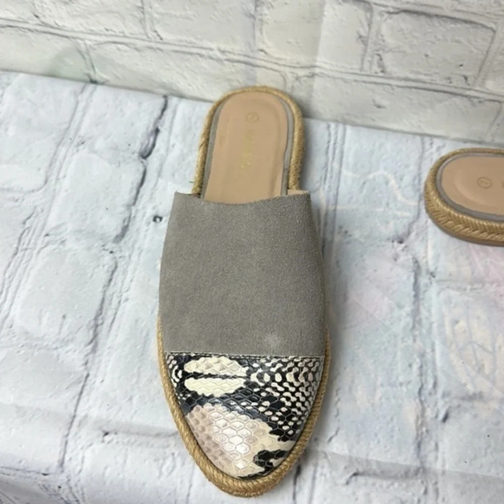 Kaanas Melilla Snakeskin Print Espadrille Mule Slide‎ Flat Shoes Size 7